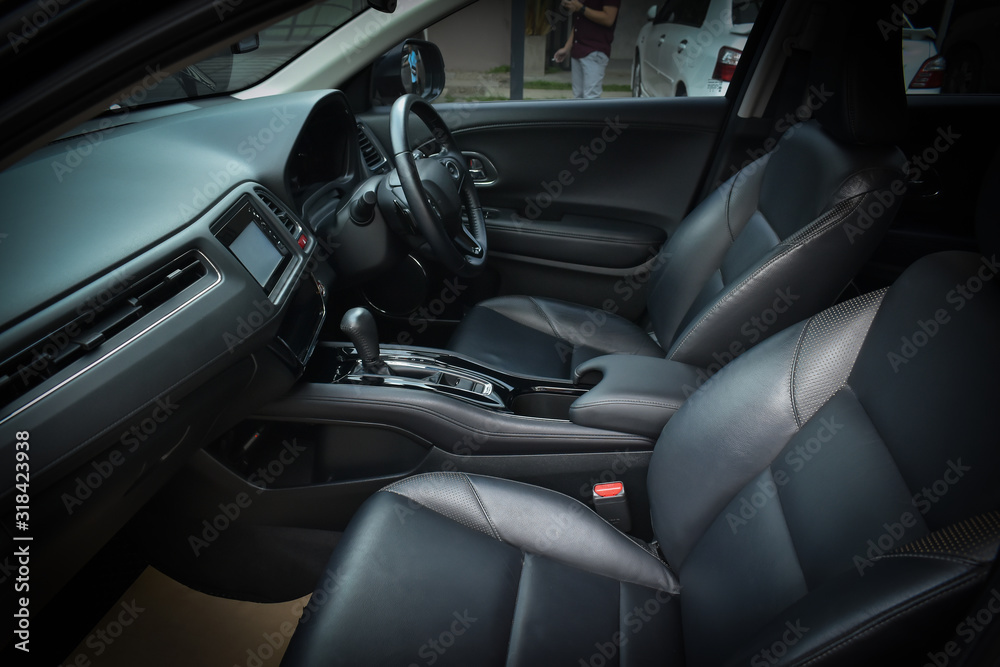 black modern vehicle interior of sport car