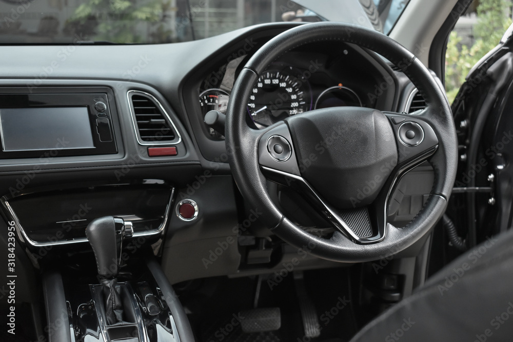 design black modern interior inside of sport vehicle car