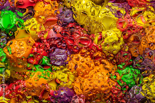 Multicolored Abstract background. Bubbles of water and oil.