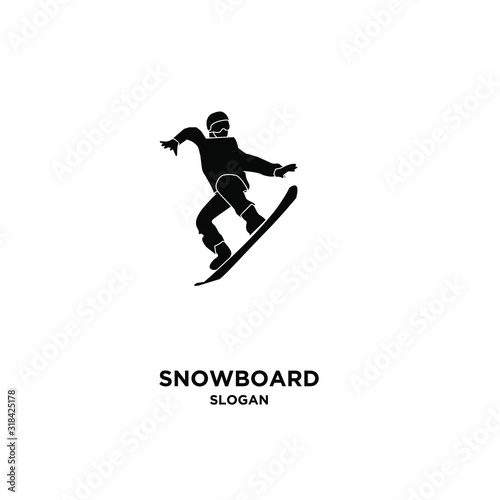 Snowboard player silhouette black logo icon design