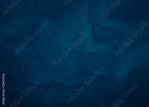 Deep dark blue watercolor texture, soft water color bleeding feathering swirls © kk
