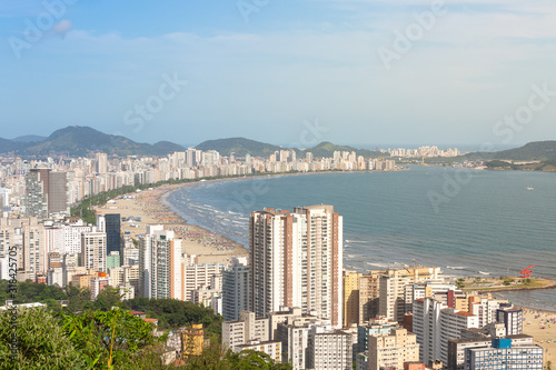 Aerial view of the beach in the city of Santos, Brazil © willbrasil21