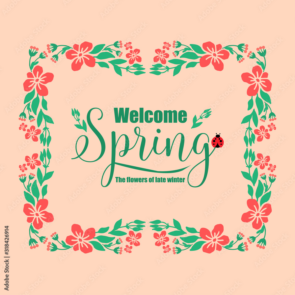 Fototapeta premium Seamless Pattern of leaf and flower frame, for welcome spring poster template design. Vector