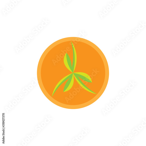 leaf simple icon logo with orange background
