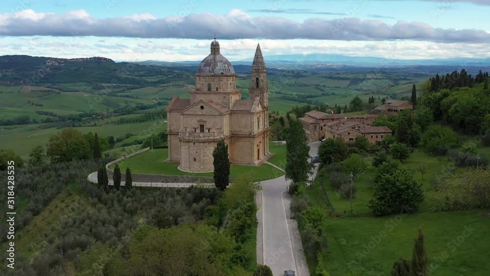 Italy, Tusany, Cypress Trees near Montepulciano and Sanctuary San Biagio Italy, Tusany, Cypress Trees near Montepulciano and Sanctuary San Biagio