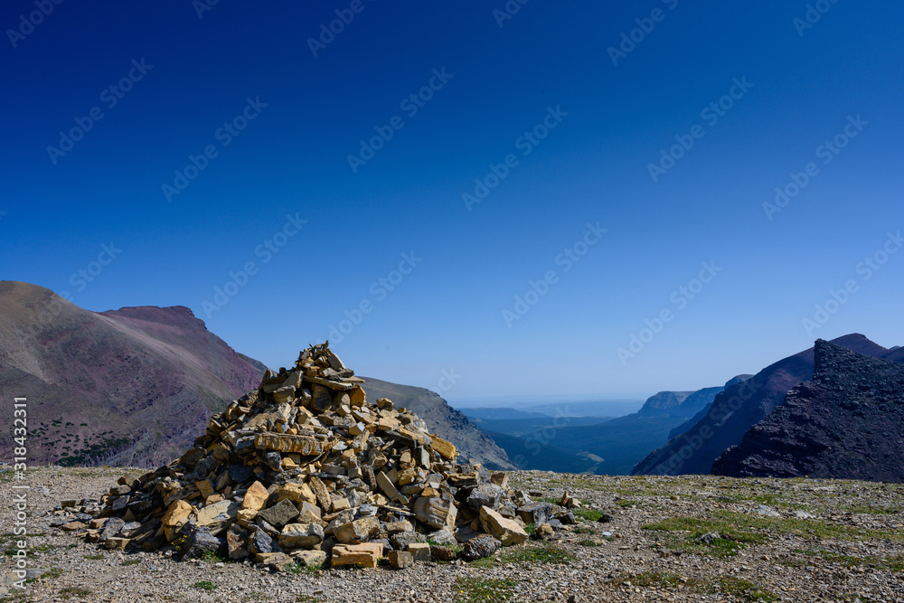 Pile of Rocks Marks the Summit of Siyeh Pass Pile of Rocks Marks the Summit of Siyeh Pass