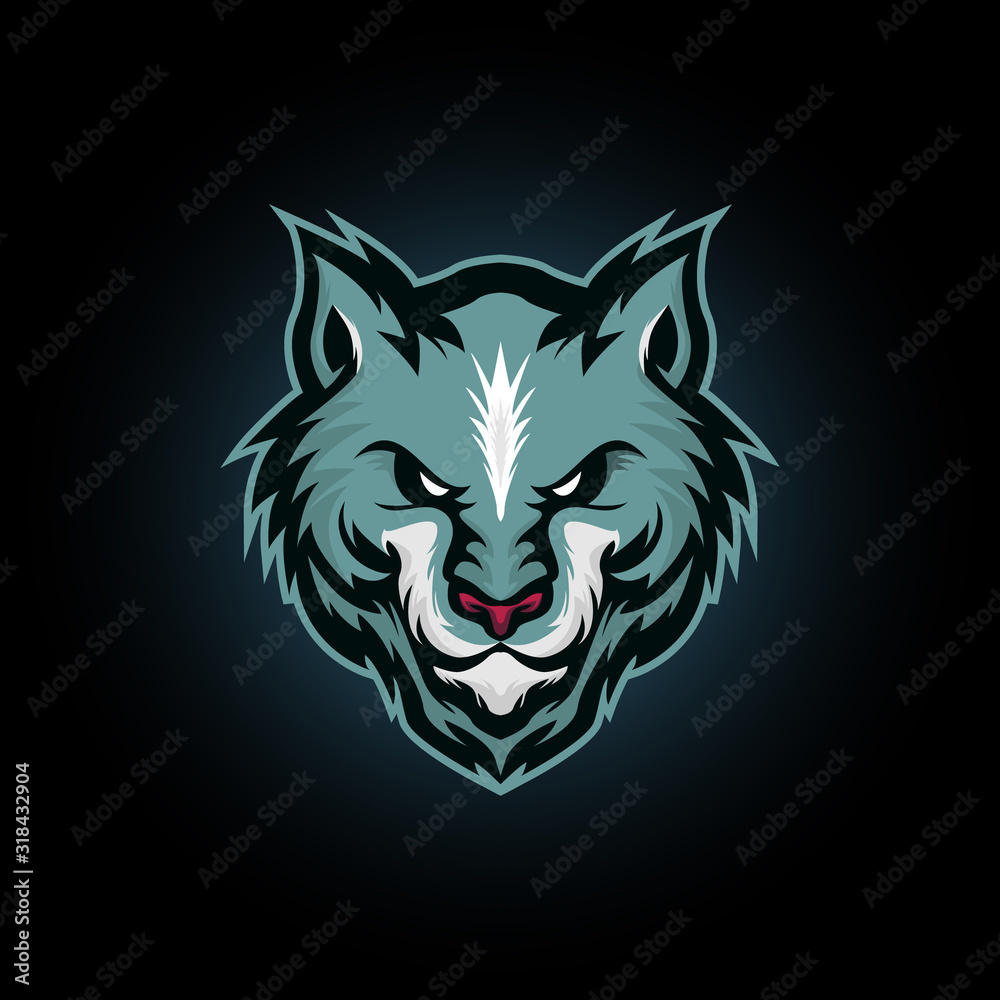 vector illustration, blue wolf head mascot logo icon, suitable for e ...