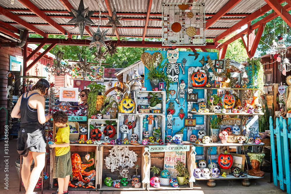 Shoppers browsing at a Mexican Style Arts and Crafts Store in California