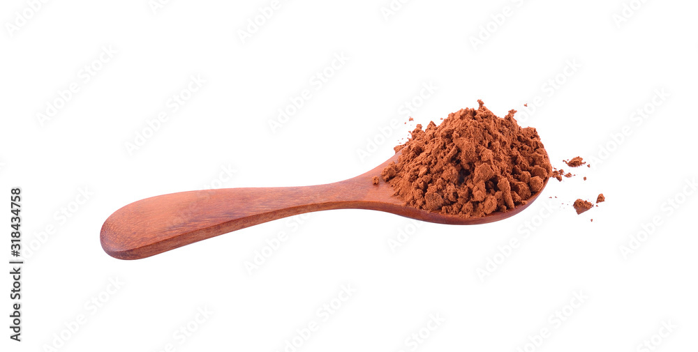 Cocoa powder isolated on a white background Cocoa powder isolated on a white background