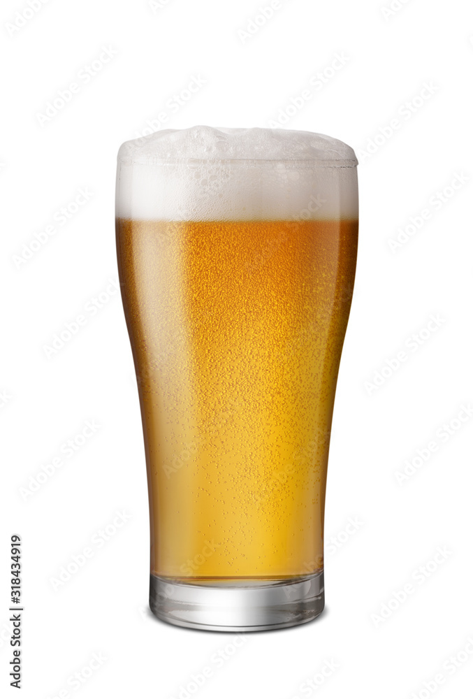 Glass of Light Beer isolate white background with copy space Glass of Light Beer isolate white background with copy space