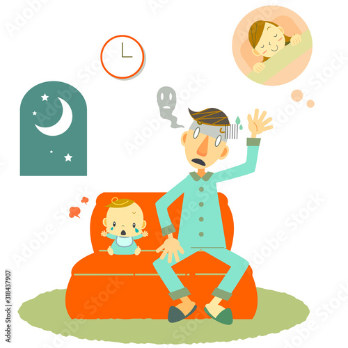 夜泣き　育児　お父さん