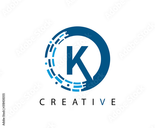 Free Download Circle K Letter Digital Network , Technology and digital abstract line K network circuit vector logo. - GFXLoad