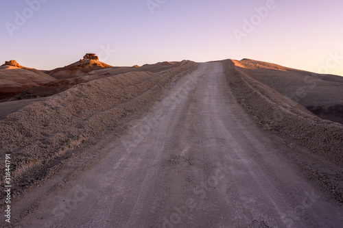 Roadway Plowed Into Desert Hill