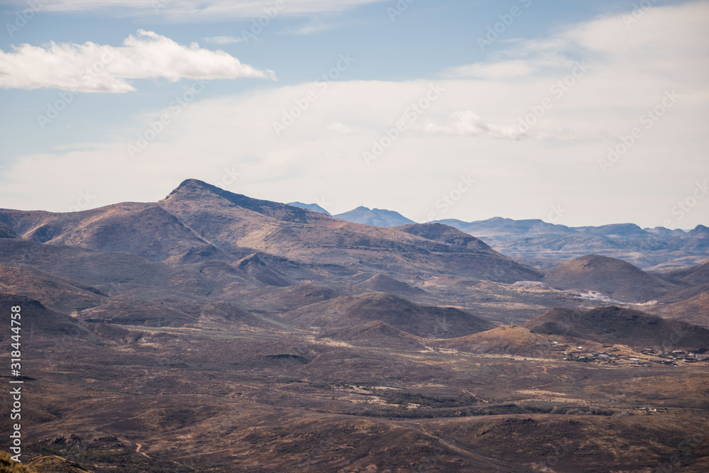 Colorful mountains far away in a sunny day