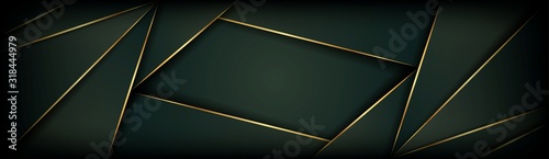 abstract colored dark green golden geometric background