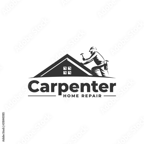 Carpenter Home Repair Logo Vector Icon Illustration