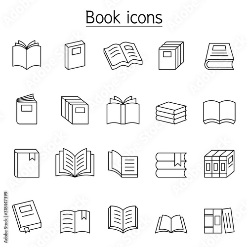 Book icon set in thin line stylev