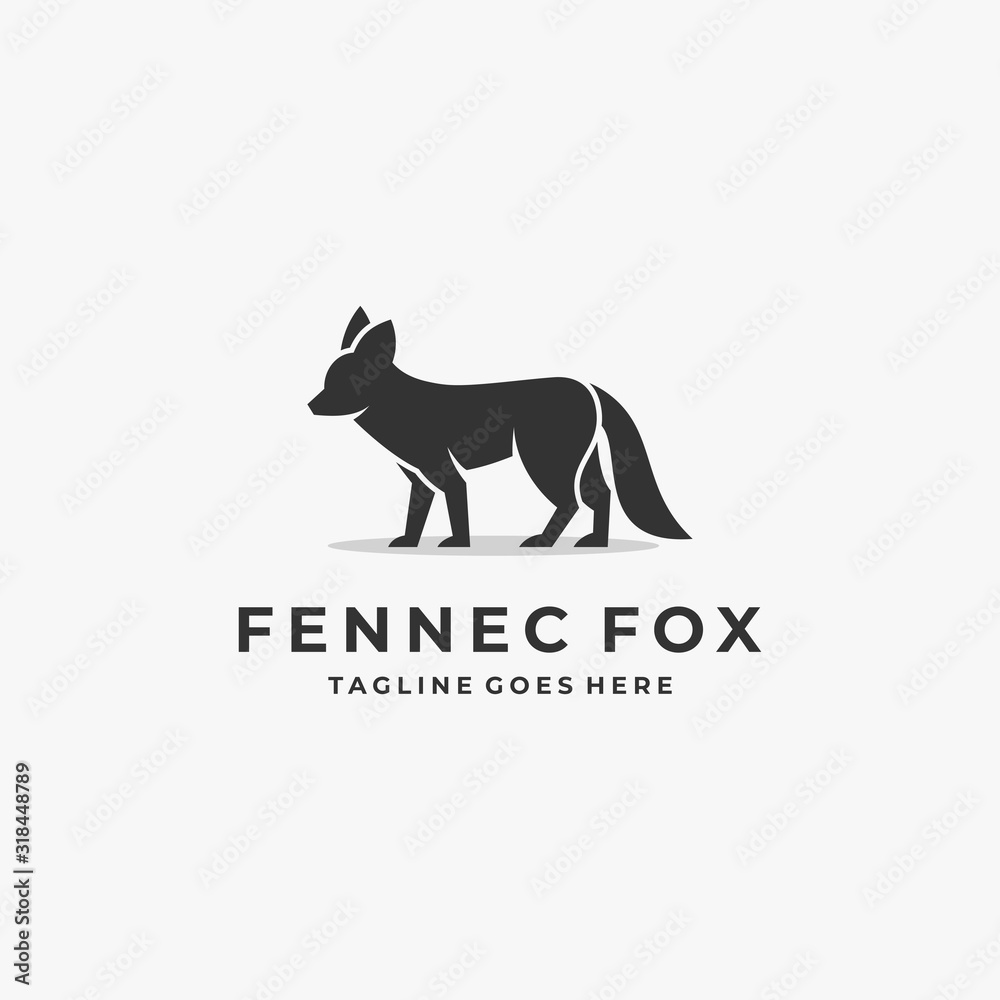 Vector Logo Illustration Fox Elegant Silhouette Style