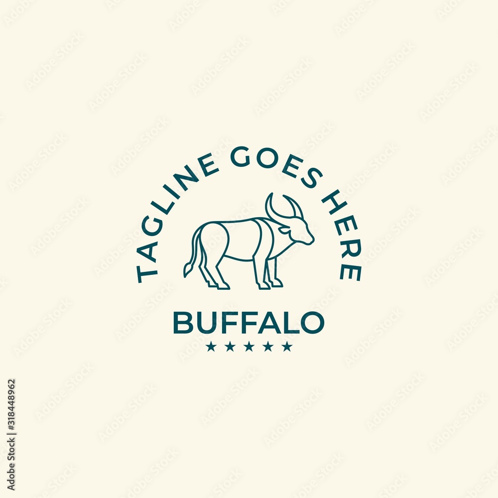 Vector Logo Illustration Wild Buffalo Emblem Vector Logo Illustration Wild Buffalo Emblem