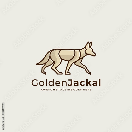 Vector Logo Illustration Golden jackal Walking Line Art