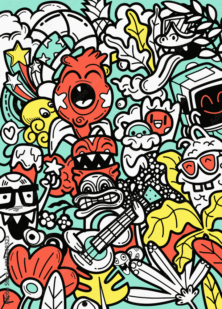 vector doodle monsters hand drawn