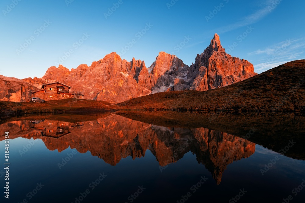 Dolomites sunrise reflection
