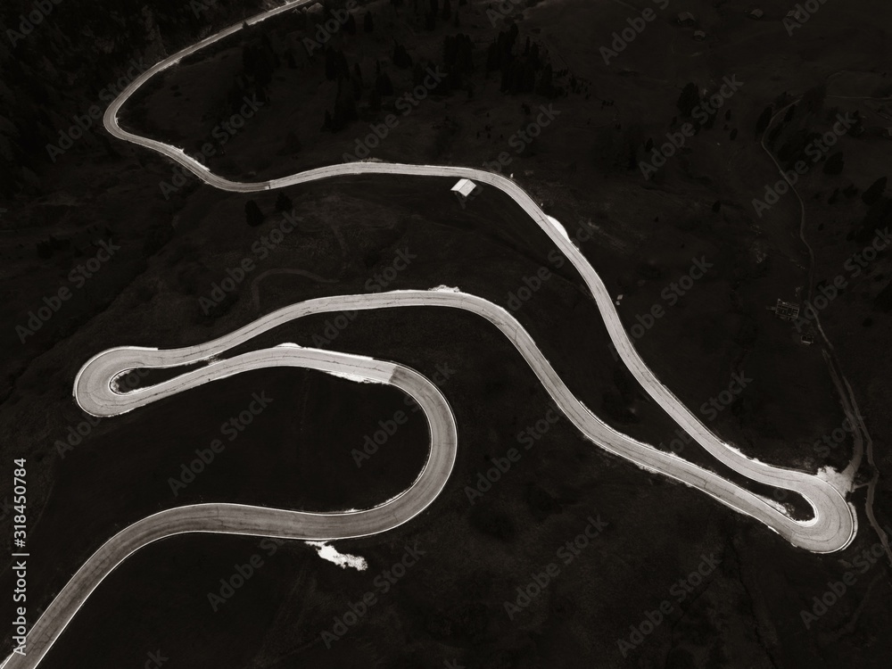 Dolomites winding road
