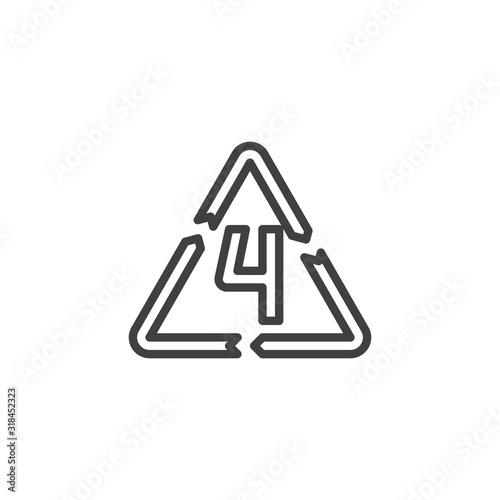 LDPE 4, industrial marking plastic line icon. linear style sign for mobile concept and web design. Low-density polyethylene outline vector icon. Symbol, logo illustration. Vector graphics