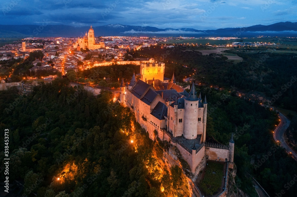Alcazar of Segovia at night