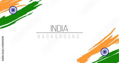 India flag brush style background with stripes. Stock vector illustration isolated on white background.