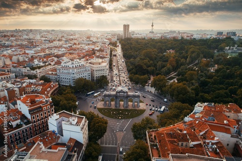Madrid Alcala Gate aerial view