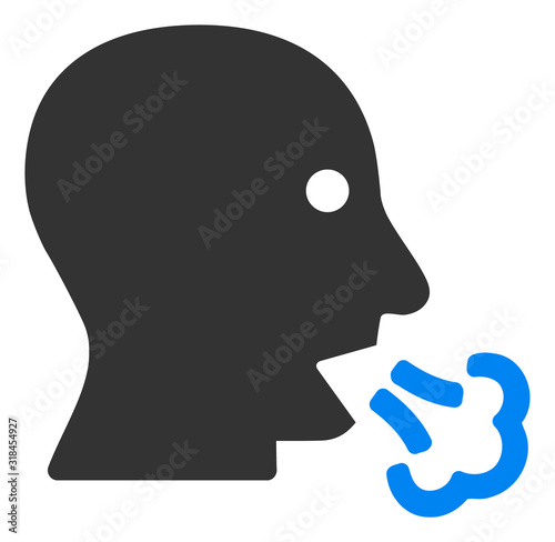 Mouth breath vector icon. Flat Mouth breath symbol is isolated on a white background.