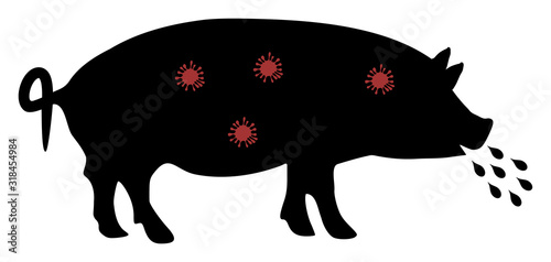 Pig plague vector icon. Flat Pig plague symbol is isolated on a white background.