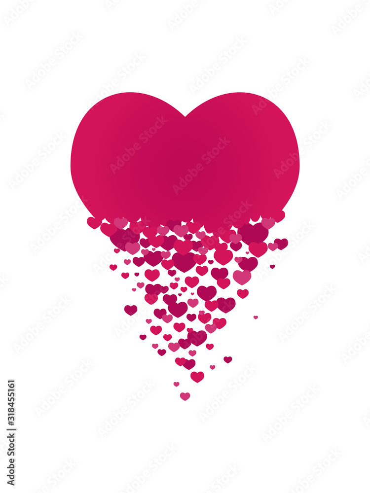 Vector illustration of Red heart on a white background. Decorative background with lot of valentines hearts for design for posters, flyers, invitation, brochure, discount