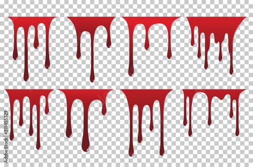 Red paint dripping on Transparent background.