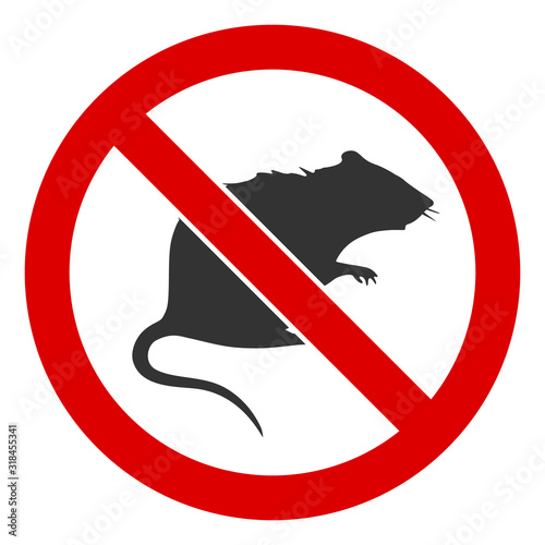 No rats vector icon. Flat No rats symbol is isolated on a white background.