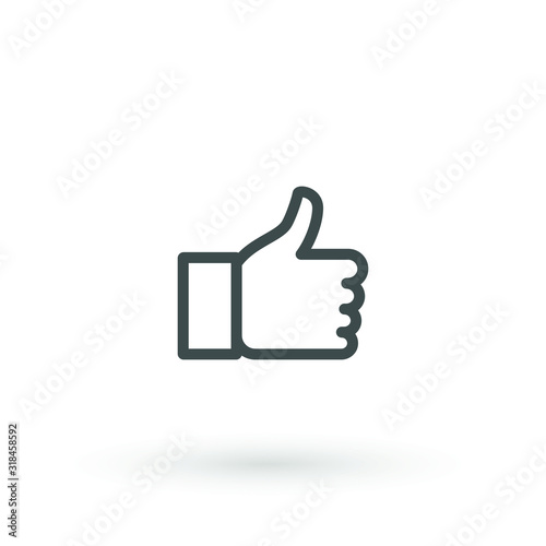 Thumb up line outline icon graphic design. The thin contour lines. Hand thumb up icon ,like and dislike icon vector illustration. Editable Strok