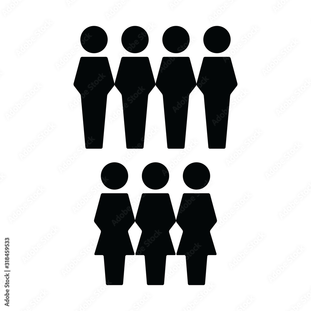 Meeting icon vector male and female group of people symbol avatar for business in flat color glyph pictogram illustration
