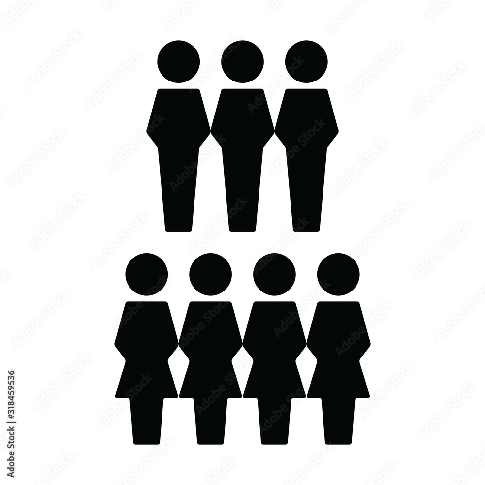 Partnership icon vector male and female group of people symbol avatar for business management persons in flat color glyph pictogram illustration