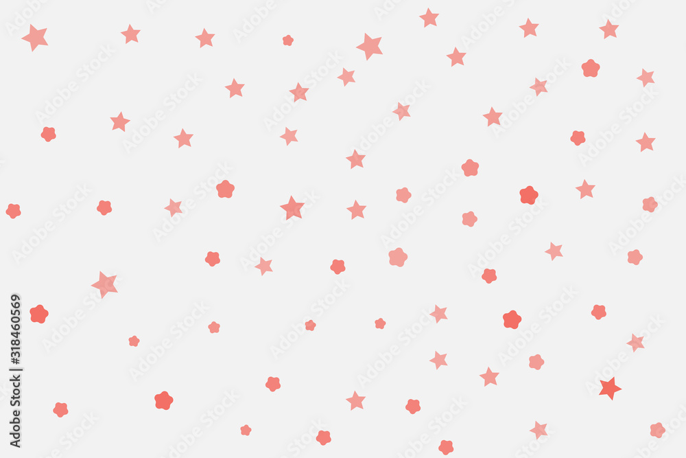 Pink stars and pink lines on the white cosmos. Abstract space in a simple style. A good background on the children's theme. Vector eps illustration.