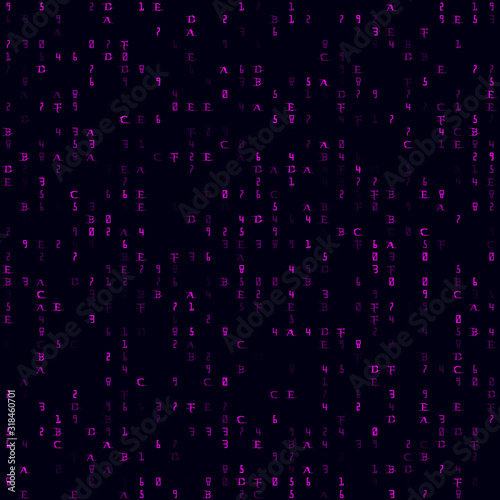 Abstract Technology Pattern. Magenta sparse hexademical seamless pattern. Trendy background. Superb vector illustration.