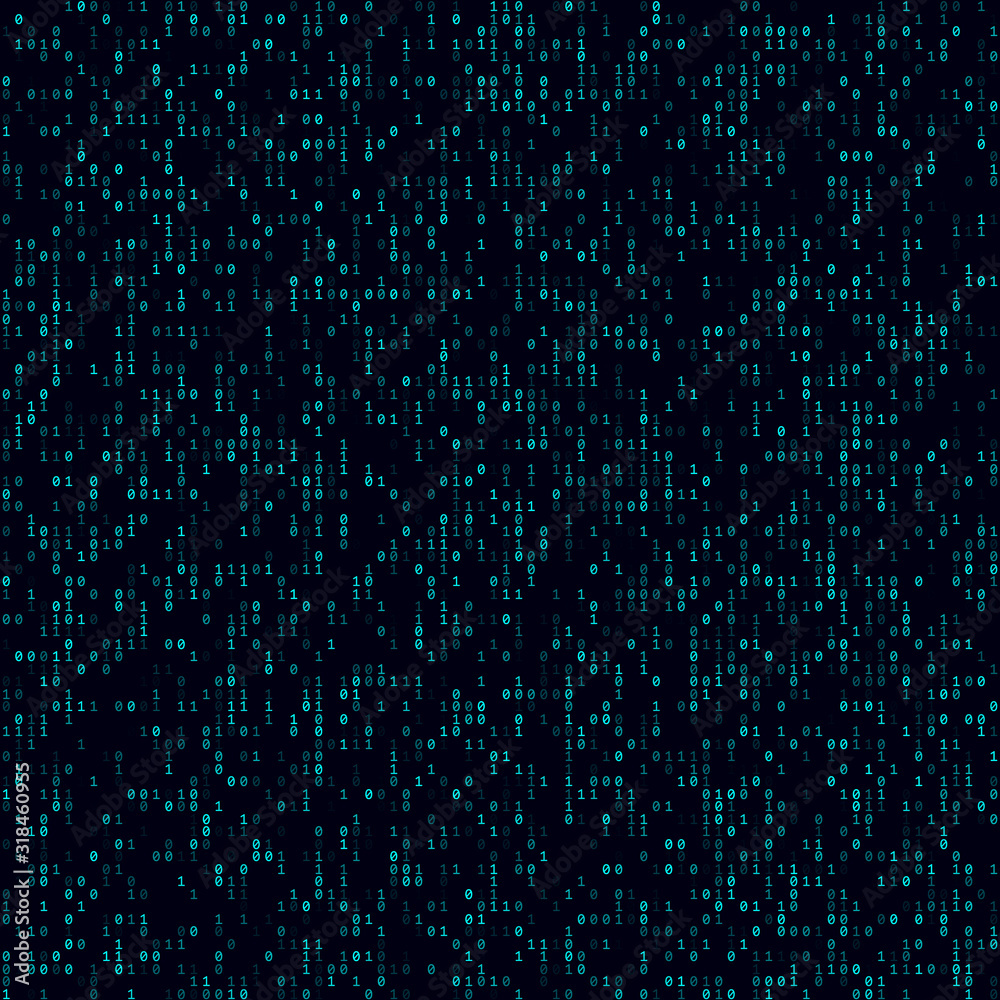 Digital cover. Cyan sparse binary background. Big sized seamless pattern. Attractive vector illustration.