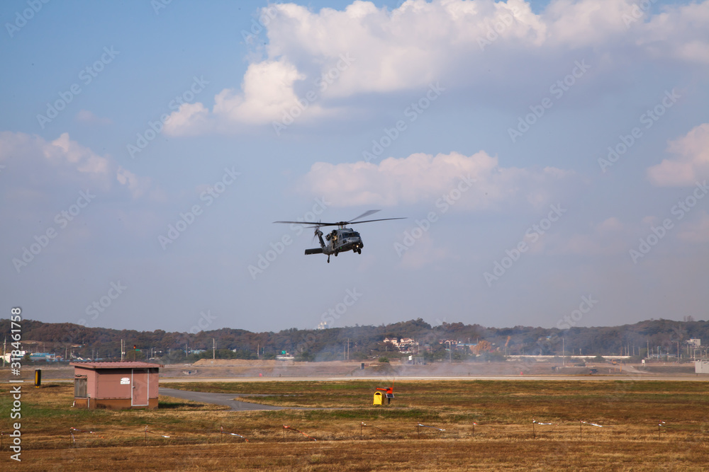 Fototapeta premium dynamic airshow by Helicopter