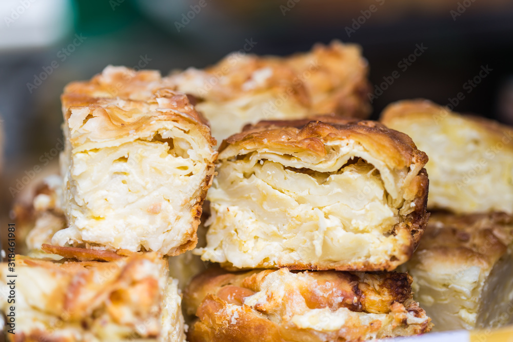 Street food - Fresh patties on the food market