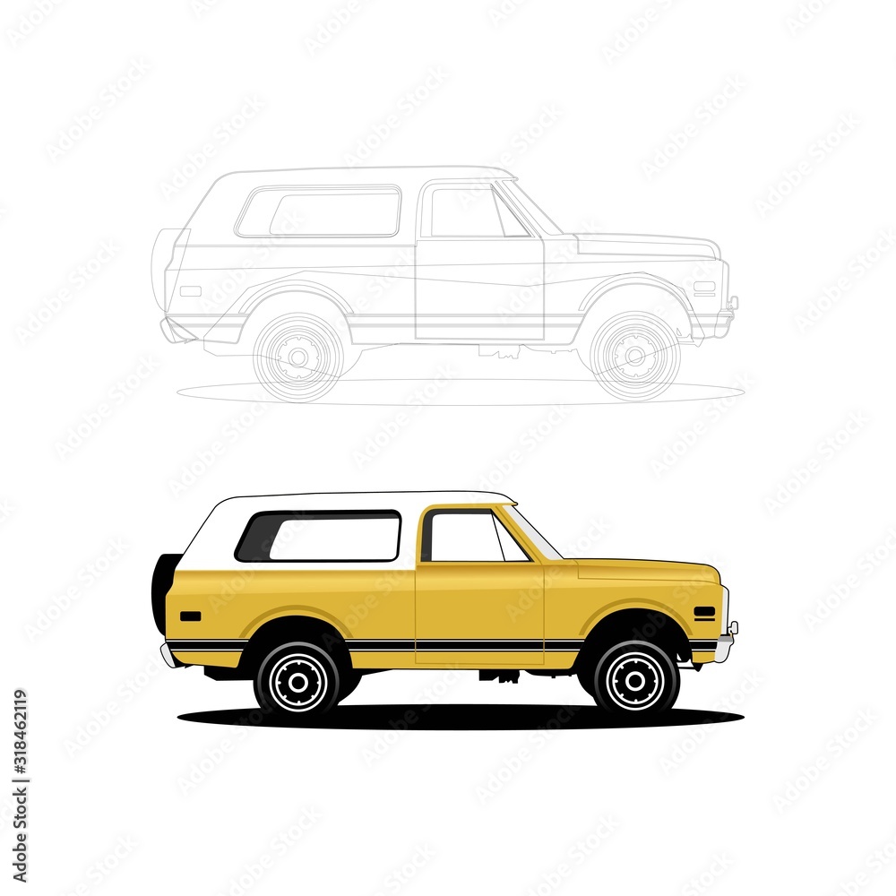 Jeep car line and original illustration vector
