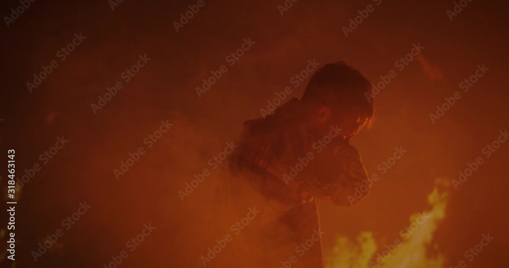 Boy trapped in fire crying for help