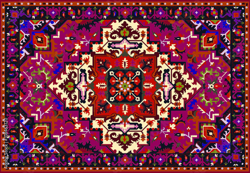 Persian carpet original design, tribal vector texture. Easy to edit and change a few colors by swatch window.