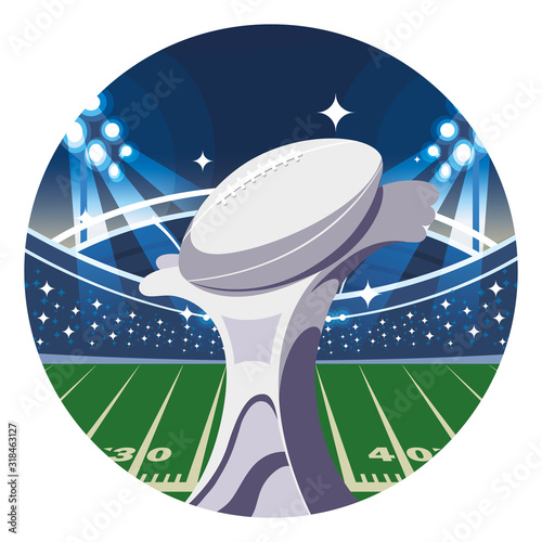 american football award on stadium grass