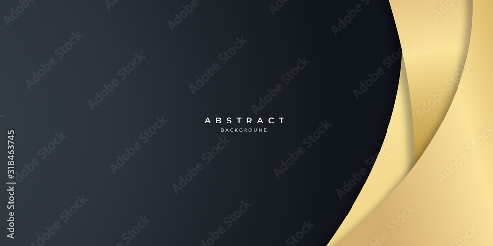 Obraz premium Black gold curve abstract background for presentation design.