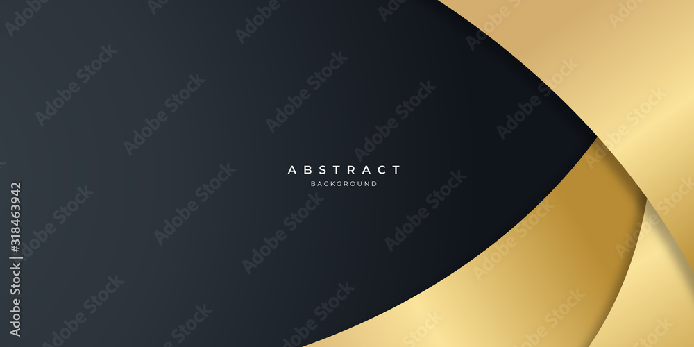 Fototapeta premium Black gold curve abstract background for presentation design. 